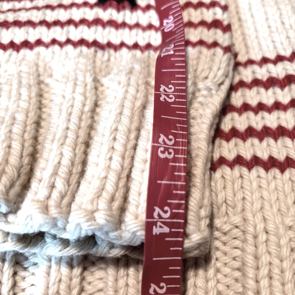 Vintage Cowichan Cardigan Sweater 50s 60s Music Notes Dancing Couple Cream Red L - Picture 13 of 13